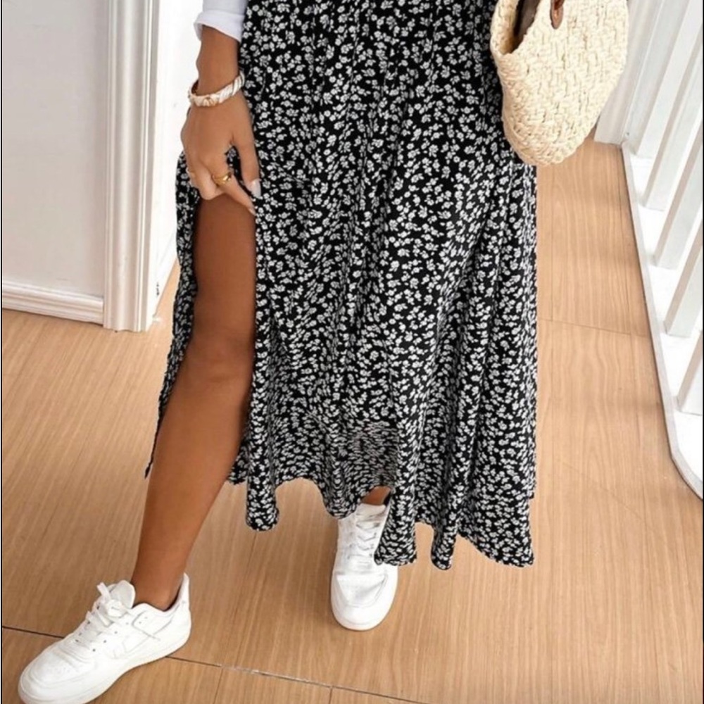 Floral Black and White Women's Skirt